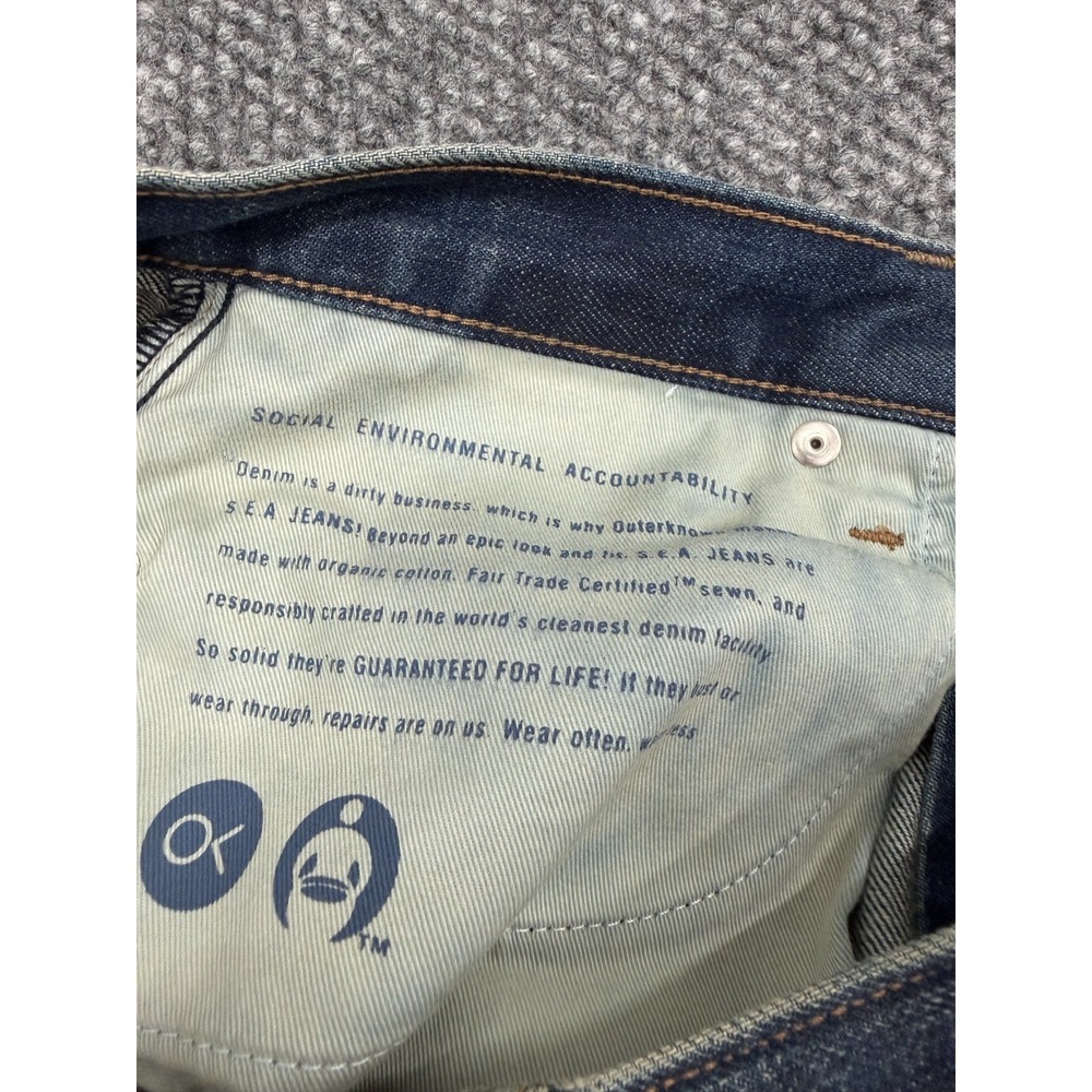 Outerknown SEA Selvedge Jeans Men's 33x34 Dark Blue Denim Organic Cotton - Picture 10 of 16